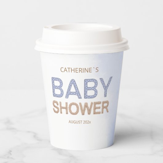 Papiertasse mit Babydusche Pappbecher (Rückseite)