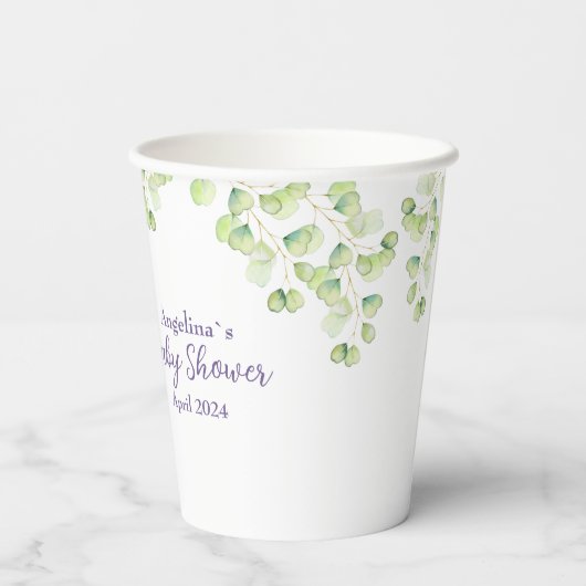 Papiertasse mit Babydusche Pappbecher (Rückseite)