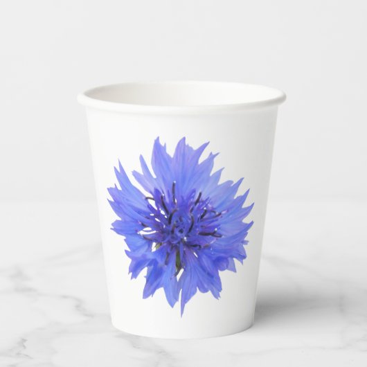 Papiertasse mit blauer Kornblume Pappbecher (Vorderseite)