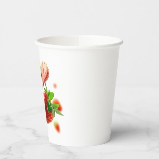 Papiertasse mit Erdbeeren Pappbecher (Links)