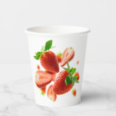 Papiertasse mit Erdbeeren Pappbecher (Vorderseite)