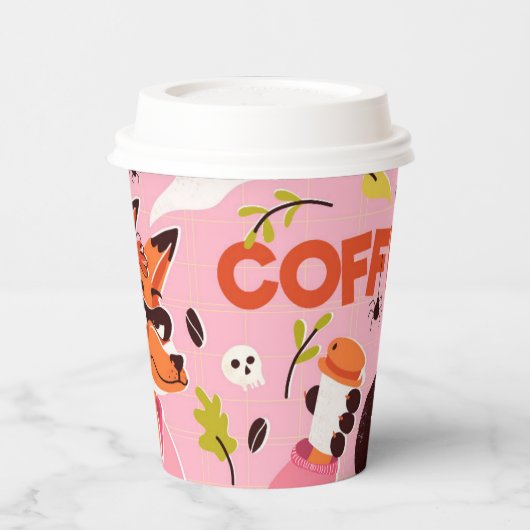 Papiertasse mit Fuchs zu Halloween Pappbecher (Links)