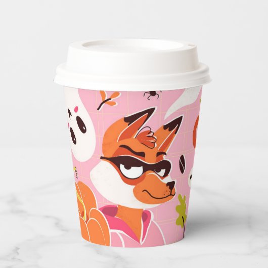 Papiertasse mit Fuchs zu Halloween Pappbecher (Vorderseite)