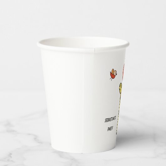 Papiertasse mit Giraffe und Vögeln Pappbecher (Rechts)