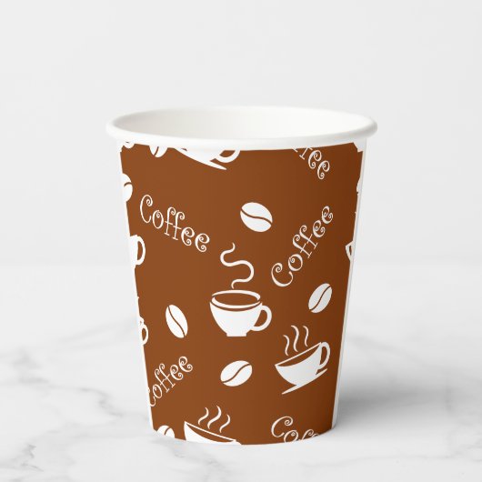 Papiertasse mit Kaffeemuster Pappbecher (Rückseite)