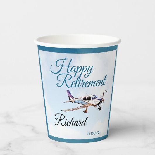 Papiertasse mit Party für die Alterssicherung 2 Pappbecher (Rückseite)