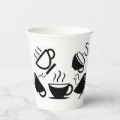 Papiertasse mit schwarzen Becherbildern Pappbecher (Vorderseite)