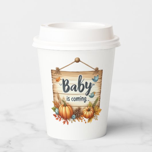 Papiertasse Rustikale Herbstduschsäcke - "Baby I Pappbecher (Rückseite)