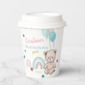 Papiertasse zum 1. Geburtstag mit niedlichem Teddy Pappbecher (Vorderseite)