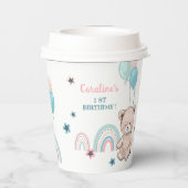 Papiertasse zum 1. Geburtstag mit niedlichem Teddy Pappbecher (Rückseite)