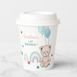 Papiertasse zum 1. Geburtstag mit niedlichem Teddy Pappbecher