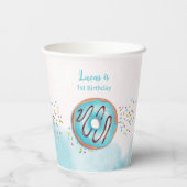 Papiertasse zum ersten Geburtstag. Pappbecher (Rückseite)