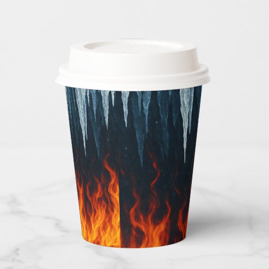 PapiertasseFeuergefecht und Eis - elementare Kontr Pappbecher (Links)