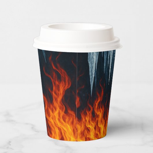 PapiertasseFeuergefecht und Eis - elementare Kontr Pappbecher (Rechts)