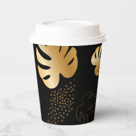 Papiertassen aus schwarzem Gold, Blätter Pappbecher