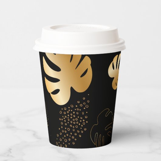 Papiertassen aus schwarzem Gold, Blätter Pappbecher (Links)