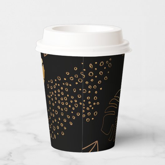 Papiertassen aus schwarzem Gold, Blätter Pappbecher (Rechts)