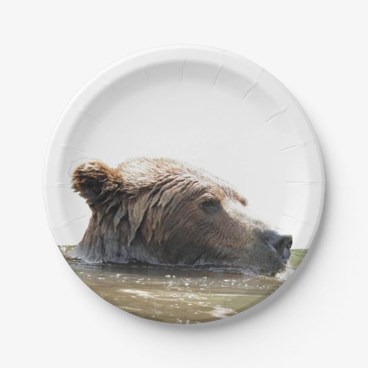 PapierTeller 7" mit Grizzlybären (Vorderseite)