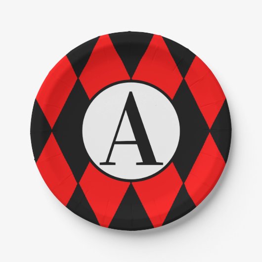 PapierTeller 7" ROTER u. SCHWARZER HARLEKIN u. (Vorderseite)