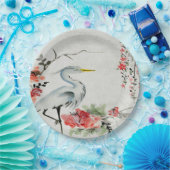 Papierteller Asiatischer Kran Blume rosa (Party)