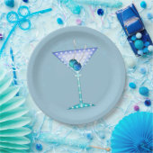 PAPIERTeller, BLAUER MARTINI-ENTWURF Pappteller (Party)