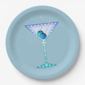 PAPIERTeller, BLAUER MARTINI-ENTWURF Pappteller (Vorderseite)