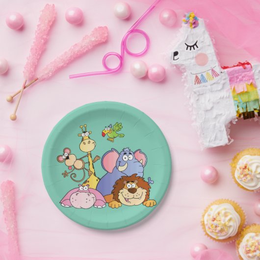 PapierTeller--Dschungel-Tiere Pappteller (Party)