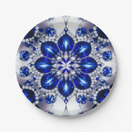Papierteller mit blauweißem Farbdesign (Vorderseite)