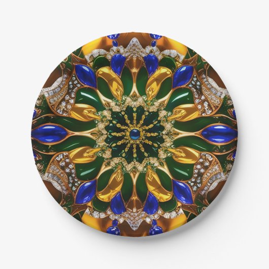 Papierteller mit brasilianischem Farbdesign (Vorderseite)