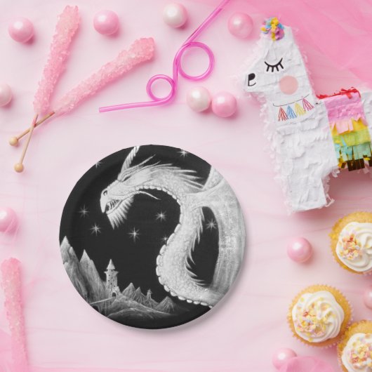 PapierTeller mit Drachen nachts (Party)