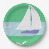 PapierTeller mit einem Segelboot-Entwurf (Vorderseite)
