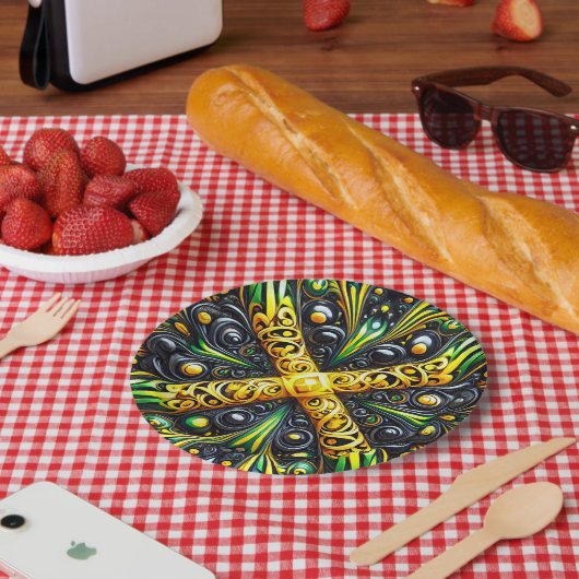 Papierteller mit jamaikanischer Farbgestaltung (Picknick)