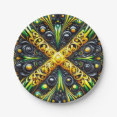 Papierteller mit jamaikanischer Farbgestaltung (Vorderseite)