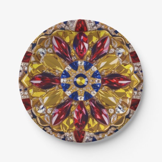 Papierteller mit kolumbianischer Farbgestaltung (Vorderseite)