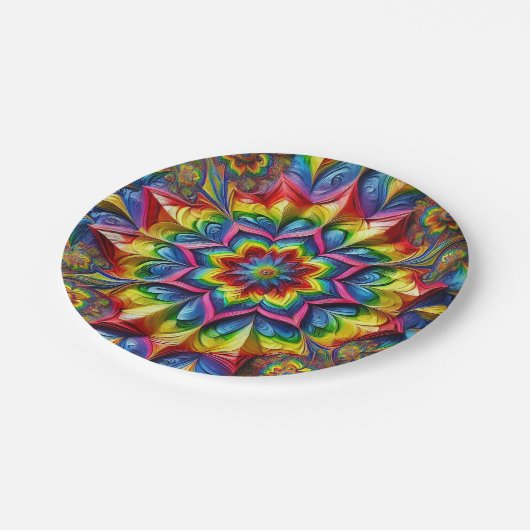 Papierteller mit LGBTQ-Farbgestaltung (Schrägansicht)