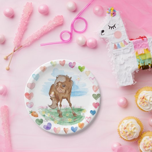 Papierteller mit Pferdebild, Ponymotiv (Party)