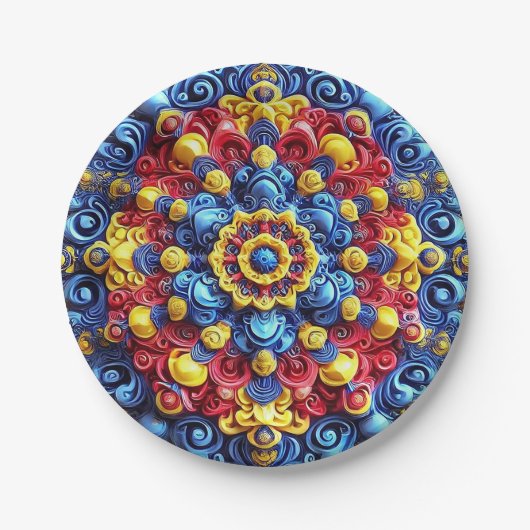 Papierteller mit rumänischem Farbdesign (Vorderseite)