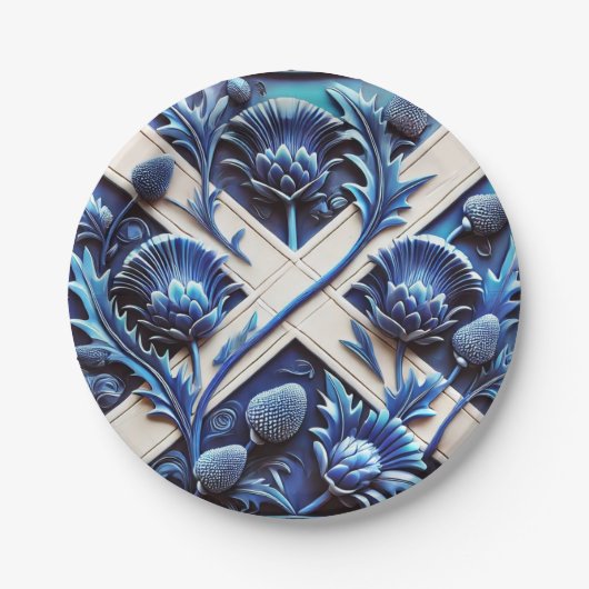 Papierteller mit schottischem Thistles Design (Vorderseite)