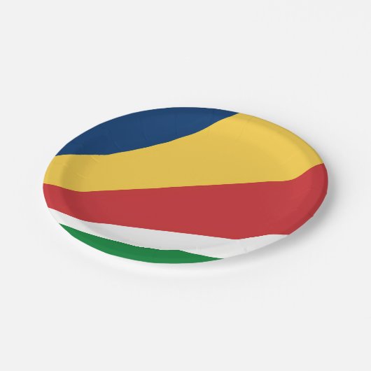 Papierteller mit Seychelles-Farbdesign (Schrägansicht)