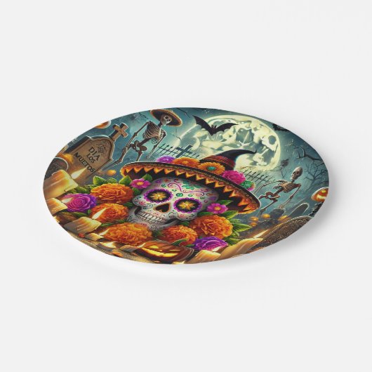 Papierteller zu Halloween (Schrägansicht)