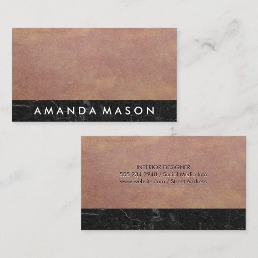 Papiertextur | Schwarzer Schiefermarmor Visitenkarte (Vorne/Hinten)