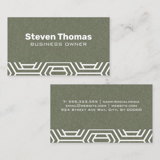 Papiertextur | White Geometric Modern Pattern Visitenkarte (Vorne/Hinten)