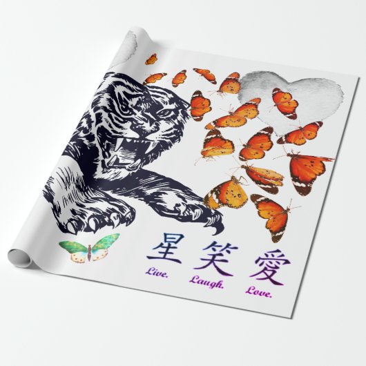 PAPIERTIGER-SCHALTFLÄCHEN UND HERZ GESCHENKPAPIER (Ungerollt)