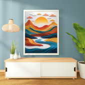 Papierträume: Sonnenuntergang über den Bergen Poster