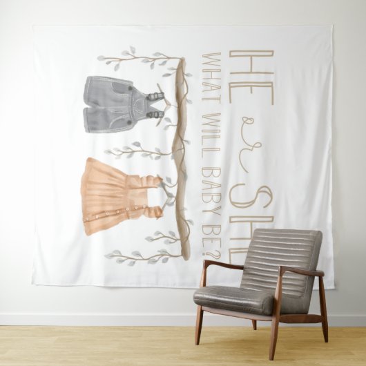 Papiertuch, Er oder Sie, Baby-Party,  Wandteppich (Beispiel (Horizontal))