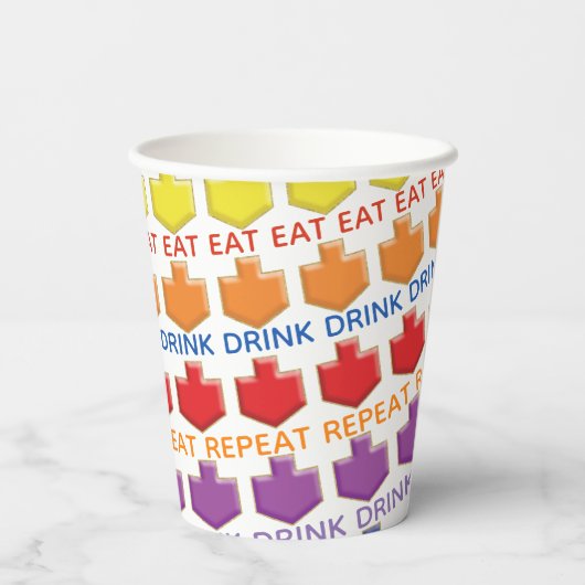 Papiertücher "3D Dreidels" 8 oz. Pappbecher (Rückseite)