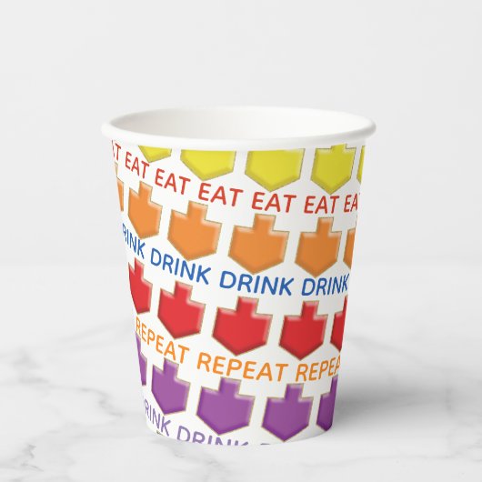 Papiertücher "3D Dreidels" 8 oz. Pappbecher (Vorderseite)