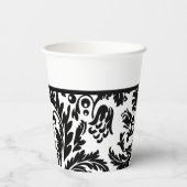 Papiertücher aus schwarzem und weißem Damast Pappbecher (Rückseite)