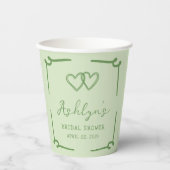 Papiertücher für das handgezeichnete grüne Herz-Br Pappbecher (Vorderseite)