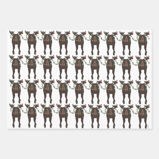 Papiertücher für Elch Holiday Geschenkpapier Set (Vorderseite 3)